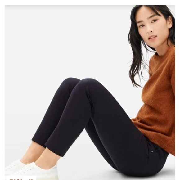 Everlane Womens The Side-Zip Stretch Cotton Pant Size 4 Black Work Ankle Pants - Picture 3 of 16